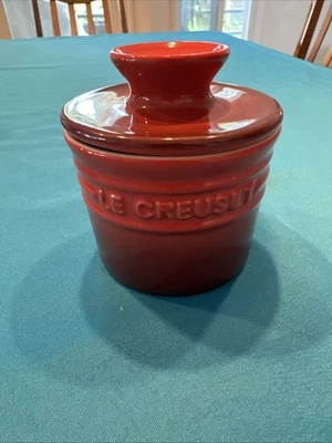 Campana de mantequilla Le Creuset 6 oz vajilla redonda gres rojo cereza naranja Foto 1 de 4