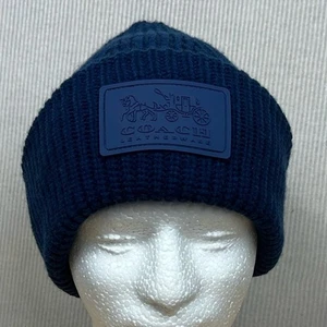 Coach Neu mit Etikett Patch Beanie Mütze dunkelblau Einheitsgröße - Bild 1 von 8
