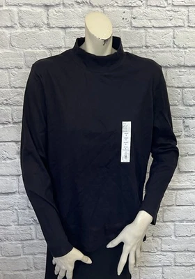 CAMISETA CROFT & BARROW MUJER NEGRA MANGA LARGA CUELLO FALSO TALLA XL Foto 1 de 4