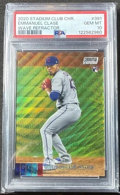 2020 Topps Stadium Club Chrome - Emmanuel Clase #391 Wave Refractor (RC) PSA 10 - Image 1 of 2