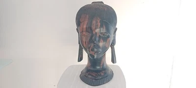 Art africain Tête ancienne Femme années 50/60 Sculpture statue en bois 5,500 kg - Photo 1/4