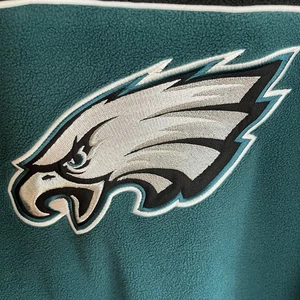 NFL Y2K Philadelphia Eagles 1/4 Zip Fleece Pullover Mens L Green Reebok GO BIRDS - Picture 1 of 10