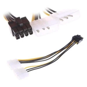 18cm Dual 4Pin to 8 Pin GPU Adapter Molex Male to 8Pin Male Graphics Card Cable - Picture 1 of 8