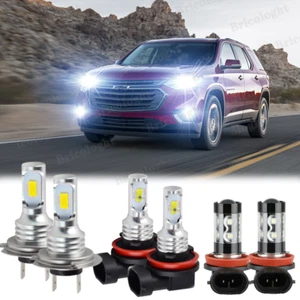 For 2013-2016 2017 2018 Chevy Traverse LED Headlight Hi/Lo+Fog Light Bulbs Kits - Picture 1 of 11