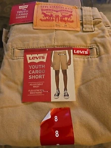 LEVIS BOY'S YOUTH CARGO SHORTS, HARVEST GOLD SIZE 8 REG. ADJUSTABLE WAIST - Picture 1 of 1