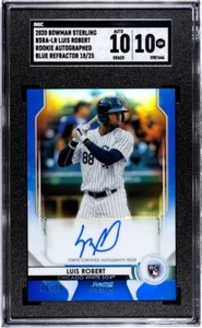 2020 Bowman Sterling Luis Robert Rookie Rifrattore Auto Blu RC #/25 SGC 10 Gemma - Foto 1 di 2