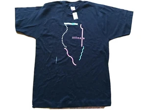 Illinois T shirt, adult LG Black Fruit of the Loom, 100% cotton w Fields Tag - Picture 1 of 5