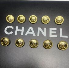 10 CHANEL BUTTONS CC LOGO ROUND GOLD METAL 20MM VINTAGE