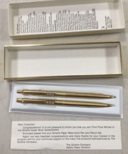 1979 NIB Double Heart Gold Paper Mate Pen & Pencil Set-In Original Box