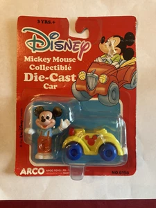 Vintage 1985 Walt Disney Mickey Mouse Yellow Car Die-Cast Arco Toys - Picture 1 of 1