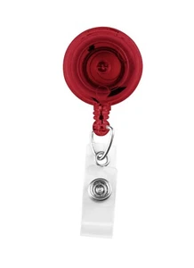 2 MULINELLI BADGE ROSSO TRASLUCIDO ID clip molla posteriore retrattile lunga 36" - Foto 1 di 2