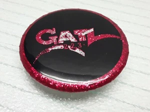 Vintage "GATZ 223" Club of Chicago Tin Button Pinback Black Red Glittery 2" Dia. - Picture 1 of 5