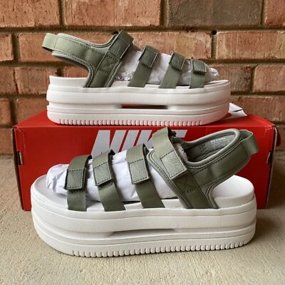 Nike Icon Sandalias Clásicas Exterior Para Mujer Talla 9 Verde Ejército Blanco DH0224-301 NUEVAS Foto 1 de 4