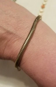 Bracciale Catena Serpente Fluido Vintage 7,25" Metà Secolo Moderno Braccialetto Minimalista - Foto 1 di 3