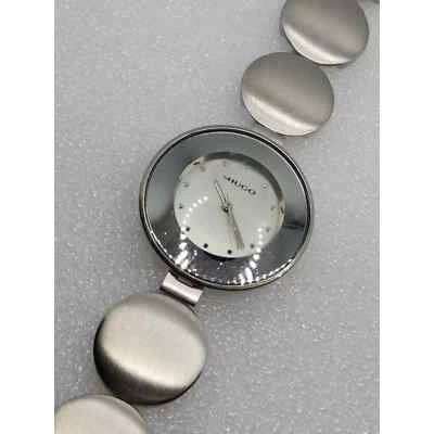 Reloj Hugo Boss Disco Plata Círculo De Colección Pulsera Lunares Moderno Art Deco Foto 1 de 4