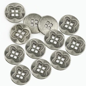 12 PCS Antique Flower Pattern Flat Metal Buttons 4-Hole Craft for DIYS Sewing Em - Picture 1 of 1