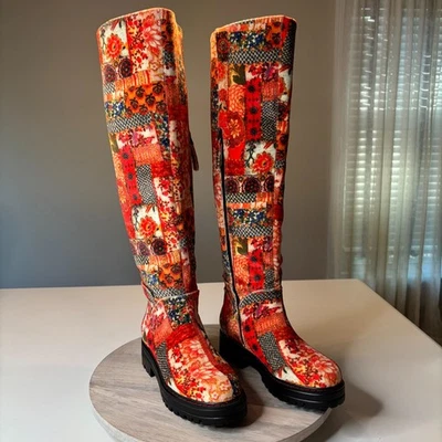 Aware X Laura Ashley La Serina Quilted Combat Boot Womens 8 Red Velvet - Image 1 of 4