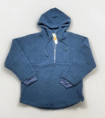 Victoria's Secret розовый синий флис женщин четверть молнии толстовка с капюшоном маленький - Изображение 1 из 4