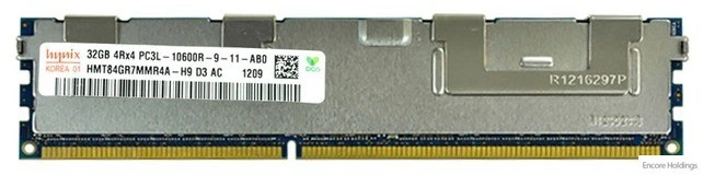 Hynix 32GB Memory Module - DDR3 SDRAM - 1333 MHz - CL9 - HMT84GR7MMR4A-H9 - Image 1 of 1