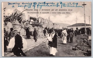 Aftermath of December 28 1908 Messina Sicily Earthquake 1909 Postcard - Picture 1 of 3