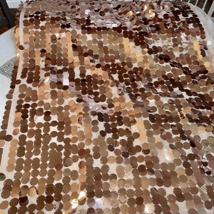 Big Paillette Dusty Rose Sequins on Stretch Mesh Fabric By The Yard - Picture 1 of 9
