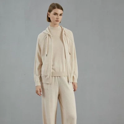 Brunello Cucinelli Mujer Nuevo Traje de Cachemira Cárdigan Tejido con Capucha + Pantalones Foto 1 de 4