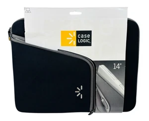 Case Logic Black 14" Laptop Sleeve - PLS14 Black Zippered Neoprene NWT - Picture 1 of 6