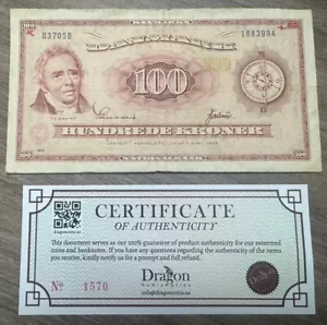 ๐ฉ๐ฐ DENMARK 100 Kroner Banknote 1970 Circulated USA SELLER ๐ - Picture 1 of 2