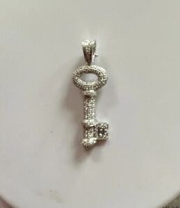 Theo Fennell 18ct White Gold Key Pendant white Diamonds 4cm Long Mint Condition