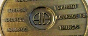 1 Year Alcoholics Anonymous AA BACK Bronze Medallion Chip Coin Token H.O.W. - Picture 1 of 9