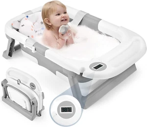 Baby Bathtub, Newborns Bath Essentials, Portable Bath Tub for Infant 0-24 Months - Picture 1 of 8