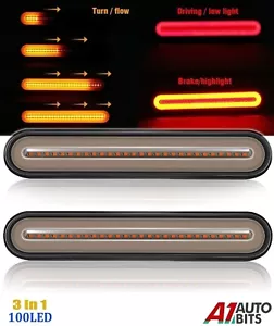 2X Rear Tail Light Bar 100 LED Halo Dynamic Flowing Indicator Stop Brake 12V 24V - Picture 1 of 14
