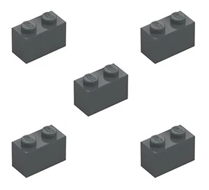 5 New LEGO Dark Stone Grey 1x2 Bricks 3004 dark gray block castle city 2x1 build - Picture 1 of 6