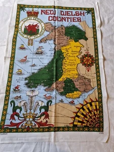 Neu Welsh Counties 1974 Geschirrtuch Geschirrtuch Portofrei - Bild 1 von 3