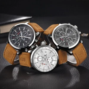 BENYAR Men's Chronograph Watches Leather Band Wristwatch Sport Watch+Gift Box - Picture 1 of 18