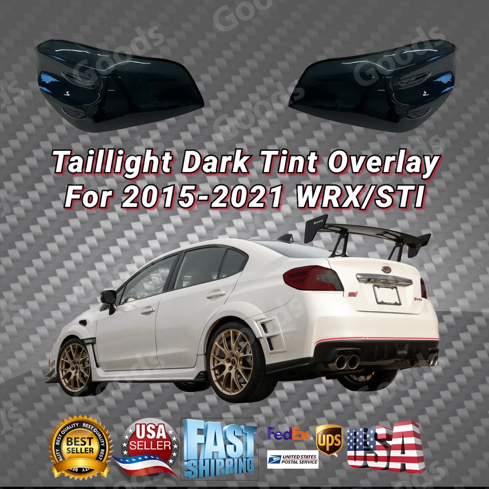 Para Subaru WRX/STI 2015-2021 Luz Trasera Luz Trasera Oscuro Ahumado Superposición Cubiertas Foto 1 de 4