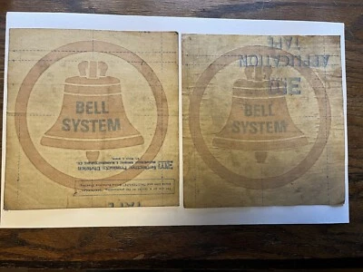 Bell system original vehicle decals from 60's  2 unused gold reflective stickers - Image 1 of 4