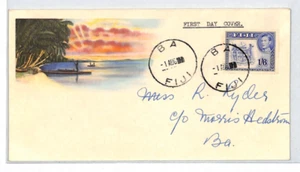 FIJI 1938 FDC KGVI 1s/6d Illustrated PICTORIAL First Day Cover *BA* BOATS XC373 - Picture 1 of 7
