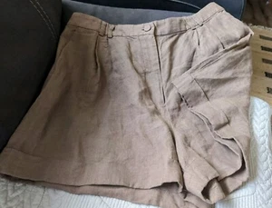 Country Road Organic Linen Tuck Front shorts Mocha size 16 BNWT - Picture 1 of 8
