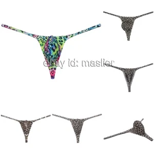 Men's Pouch Leopard String Thong Micro G-string Tangas Soft Smugglers Underwear - Picture 1 of 13