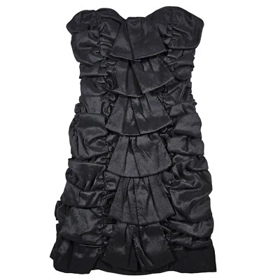 Arden B. Ruched Taffeta Strapless Mini Dress, Black, Size 4 - Image 1 of 4