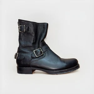 Botas cortas Frye Veronica con cremallera trasera para mujer 7,5 B botines de cuero negro - Imagen 1 de 8