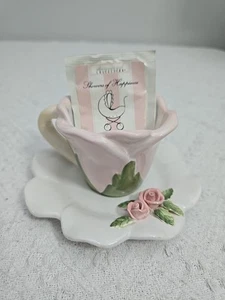 Home Interiors Victorian Rose Teetasse & Untertasse Set/lebensmittelecht mit Teebeutel - Bild 1 von 9