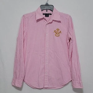 Women's Ralph Lauren Sport Long Sleeves, Pink/White Stripes, Size 10, EUC - Picture 1 of 6