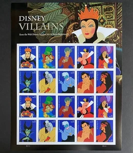 USA 2017 Stamps MNH Forever Disney Villains USPS Plate Block Sheet of 20 US . - Picture 1 of 8