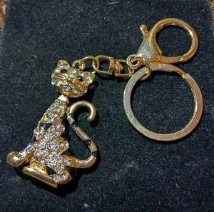 Cat Crystal Rhinestone Keyring Keychain Hand Bag Car Key Chain Rings. k1Grnd* - Picture 1 of 6
