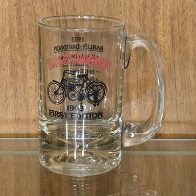 Taza de cerveza de vidrio vintage Harley-Davidson 1903 primera edición motocicleta coleccionista G Foto 1 de 4