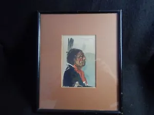 Antique rare framed signed artwork by Royer 1901 of Standing Soldier Sioux - Picture 1 of 11