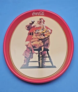 Coca-Cola Coke 1987 Santa Claus Christmas Oval Serving Tray 15" x 12" NOS - Picture 1 of 4