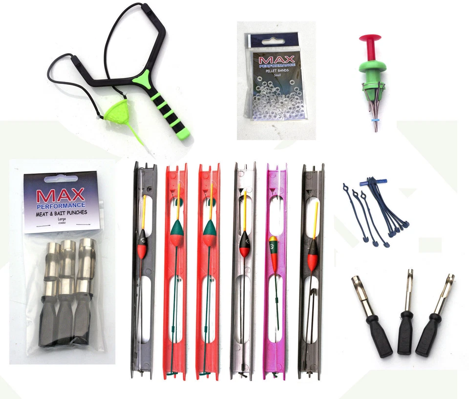 AS SHOWN Carp Fishing Pole rig & bait tool Bundle -catty Pellet bander,bands & punch set